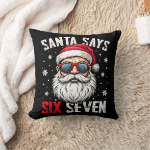Coussin Père Noël drôle dit six sept Noël 67 Meme Xmas