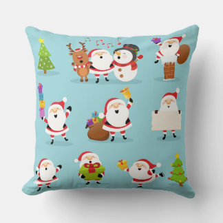 Coussin Père Noël et Snowman Reindeer Fête de Noël