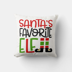 Coussin Père Noël Favori Elf Noël Famille de Noël Fun
