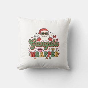 Coussin Père Noël Gangsta Wrapper Noël