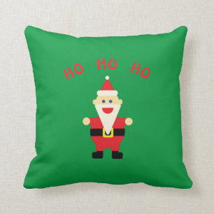 Coussin Père Noël Ho Ho Ho Amusez-Vous Joli Noël Vert Roug
