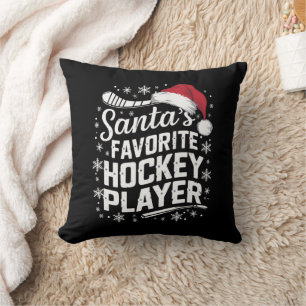 Coussin Père Noël Joueur de hockey favori Pyjama Noël