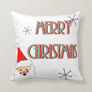 Coussin Père Noël moderne du milieu du siècle joyeux Noël