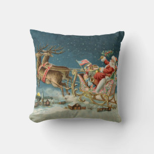 Coussin Père Noël Noël Traîneau Antique Renne