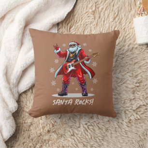 Coussin Père Noël Rocks ! Funny Père Noël jouant de la gui