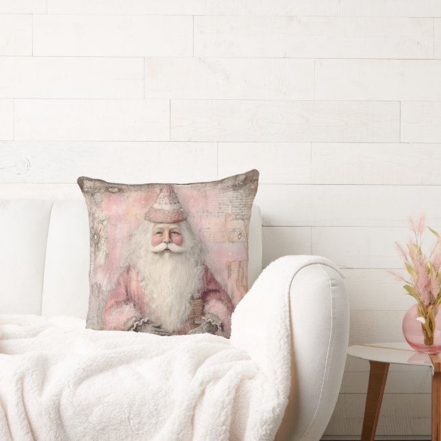 Coussin Père Noël rose vintage (Canapé)