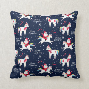Coussin père Noël sur une licorne