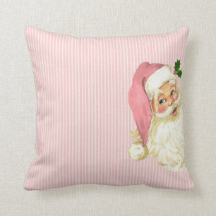 Coussin Père Noël victorien vintage rose couleurs shabby