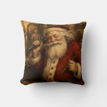 Père Noël vintage au tableau peinture à l'huile Té