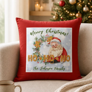 Coussin Père Noël Vintage & Biscuit de Noël Ho-Ho-Ho Perso