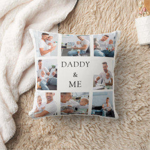 Coussin Père papa bébé photo collage blanc