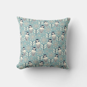 Coussin Perfect Barn Owl - arrière - plan bleu clair