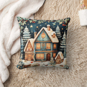 Coussin Période de Noël, scène de vacances vintage,