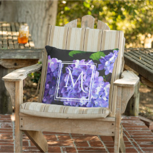 Coussin Périwinkel hydrangeas violet bleu fleur floral