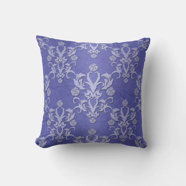 Coussin Périwinkle Bleu Fancy Floral Damask Modèle (Recto)