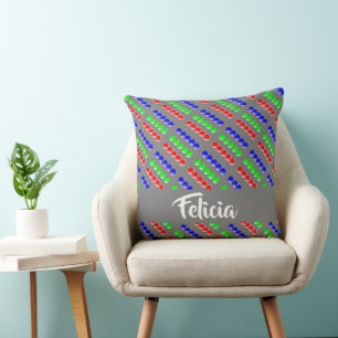 Coussin Perles colorées sur gris