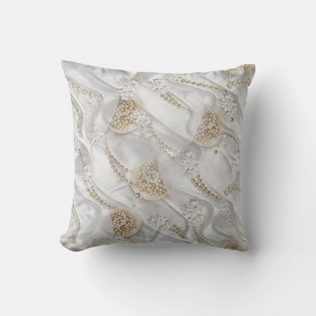 Coussin Perles de la campagne de la soie blanche et de l'i (Recto)