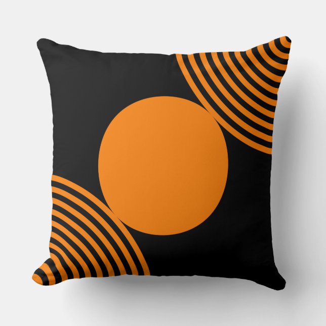 Coussin Perles Motif En Noir Et Orange Jeu D'Oreiller (Recto)