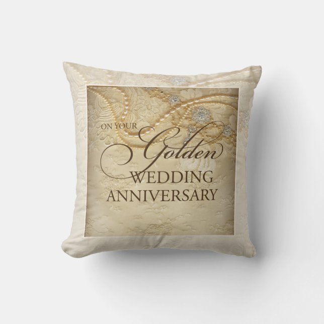 Coussin Perles personnalisables, 50e anniversaire de Maria (Recto)