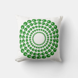 Coussin - perles vertes en cercles concentrés