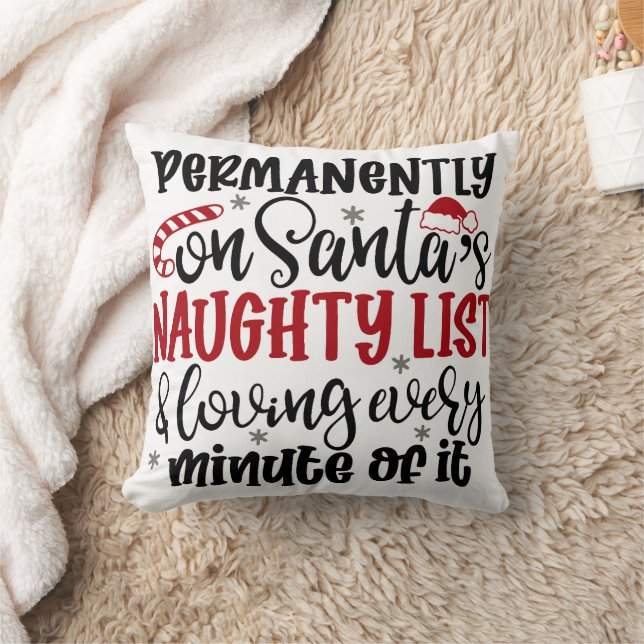 Coussin Permanente sur Père Noël Naught liste et Lover (Couverture)
