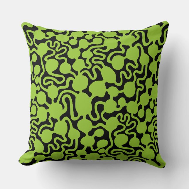 Coussin Perpetual Ant Farm v2 - Martian Green sur Black (Recto)