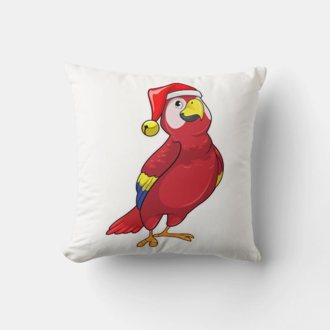 Coussin Perroquet avec chapeau de Père Noël (Recto)