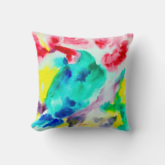 Coussin perroquet sur l'arbre, oiseau Abstrait Aquarelle b