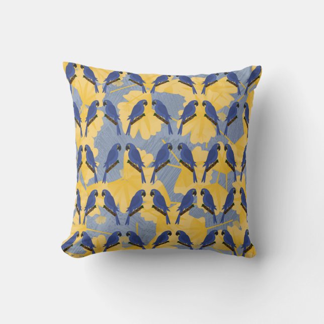 Coussin Perroquets bleus Lancer l'oreiller (Recto)
