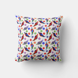 Coussin Perroquets et fleurs