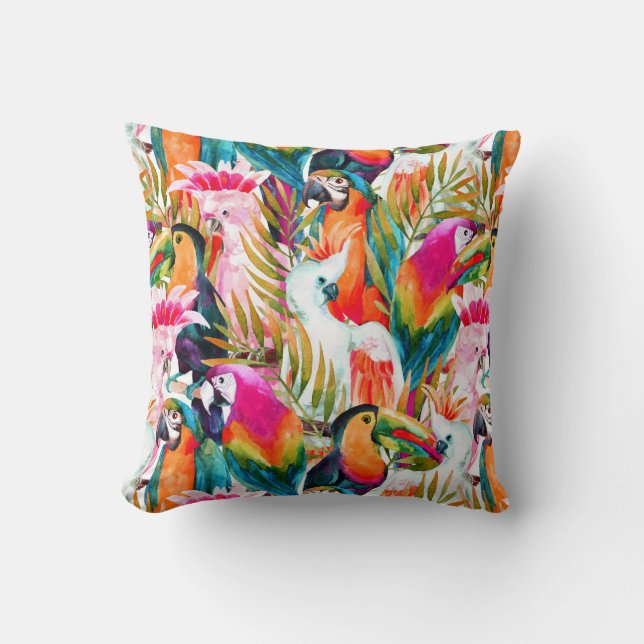 Coussin Perroquets et palmettes (Recto)