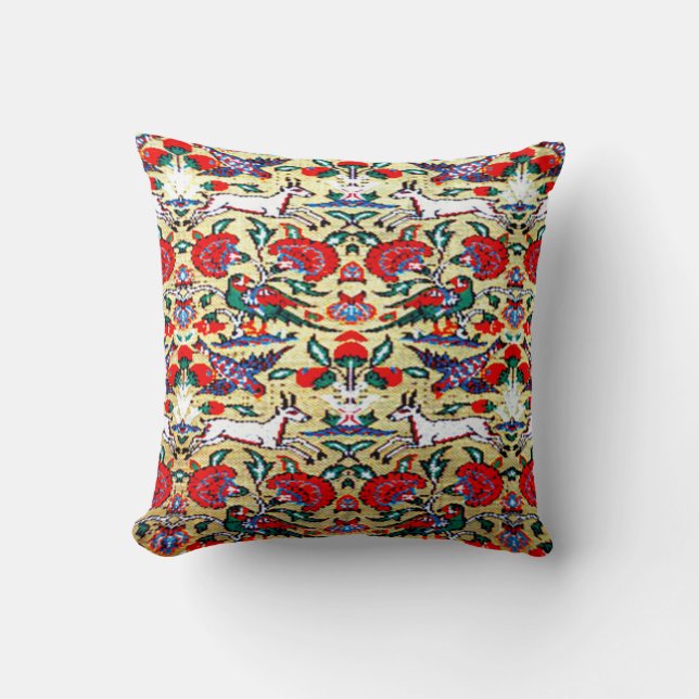 Coussin Perse oriental, Motif turc, Animaux (Recto)