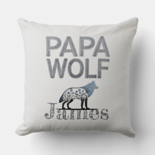 Coussin Personalisé Papa Wolf Nature Silhouette