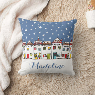 Coussin Personalised Christmas Street Snow Scene Cushion
