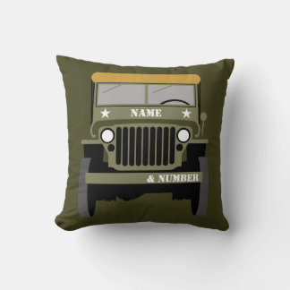 Coussin Personalize Military Veteran vintage Army Vehicle 