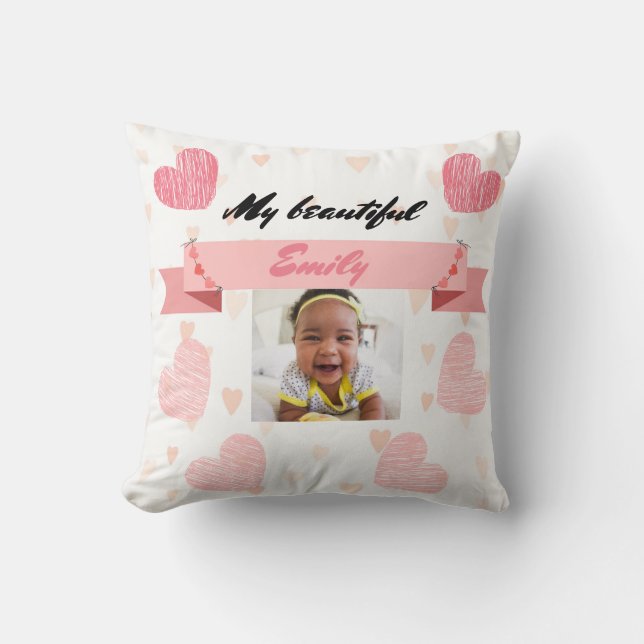Coussin Personalize with your baby's name and picture. (Recto)