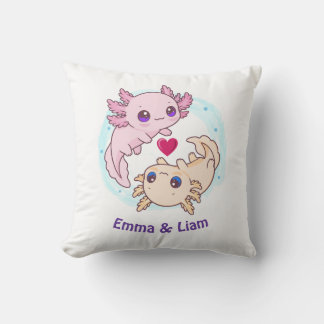Coussin Personalized Axolotl Couple Valentine Throw Pillow