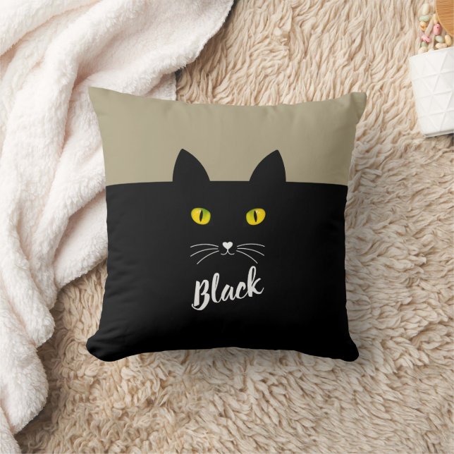 Coussin Personalized Black Cat Pillow, Gift for Cat Lovers (Couverture)