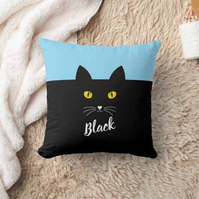 Coussin Personalized Black Cat Pillow, Gift for Cat Lovers (Couverture)