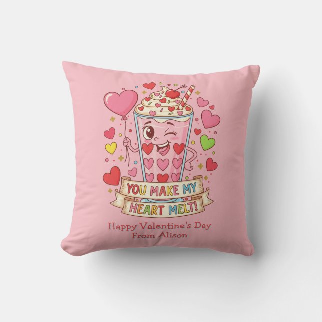 Coussin Personalized Cute Milkshake Valentine (Recto)