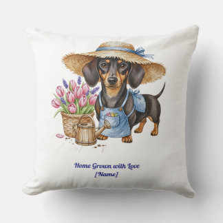 Coussin Personalized Dachshund Garden Throw Pillow