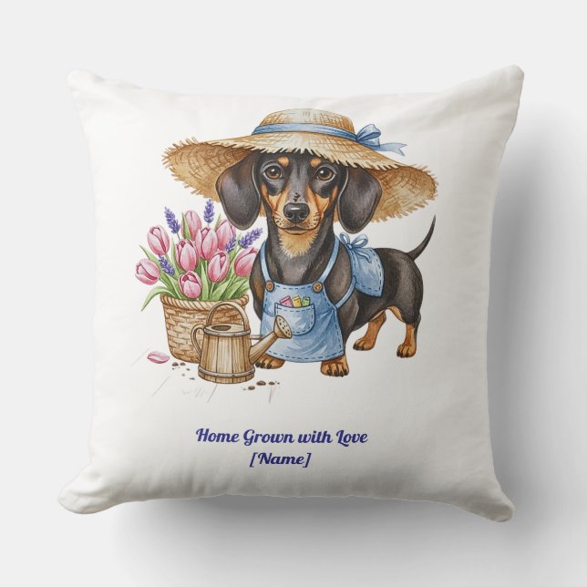 Coussin Personalized Dachshund Garden Throw Pillow (Recto)