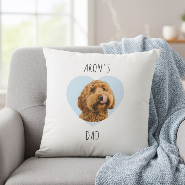 Coussin Personalized Dog Dad | Custom Pet Photo Heart (Créateur téléchargé)