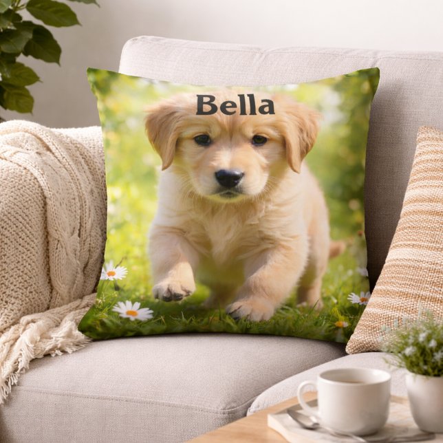 Coussin Personalized Dog Photo Pillow With Custom Name (Créateur téléchargé)