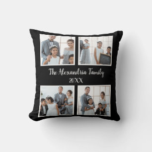 Coussin Personalized family 4 photo collage template