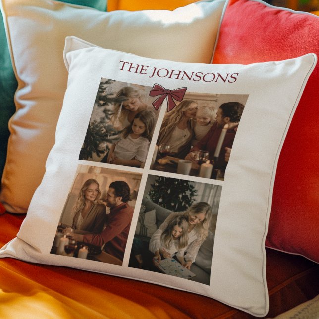 Coussin Personalized Family Christmas Photo Collage Pillow (Créateur téléchargé)