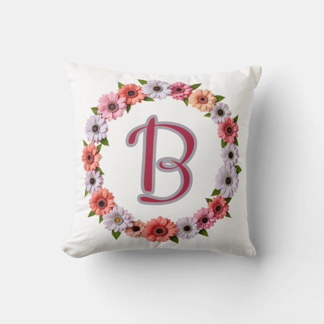 Coussin Personalized Floral Wreath Custom Name Botanical  (Recto)