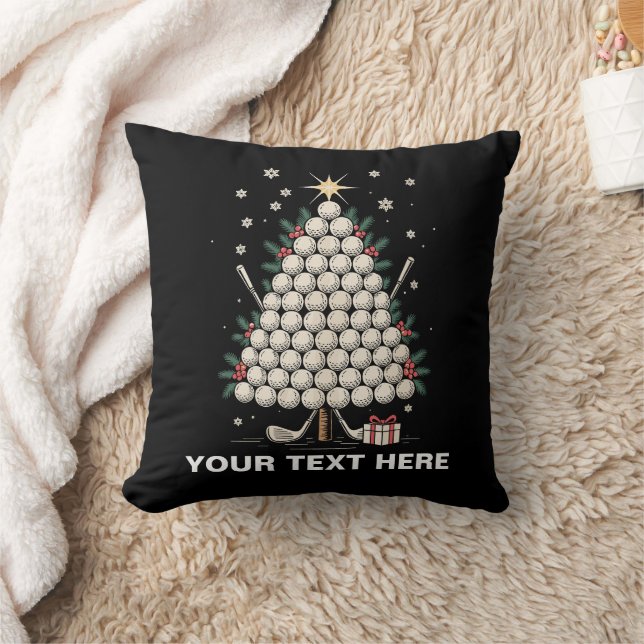 Coussin Personalized Golf Christmas Tree Equipment Family (Couverture)