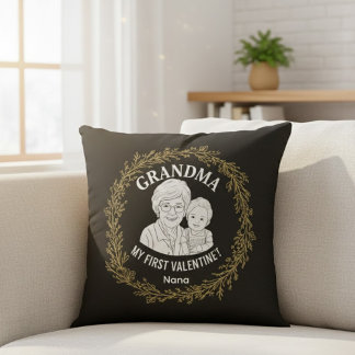 Coussin Personalized "Grandma" Photo Collage Design with F