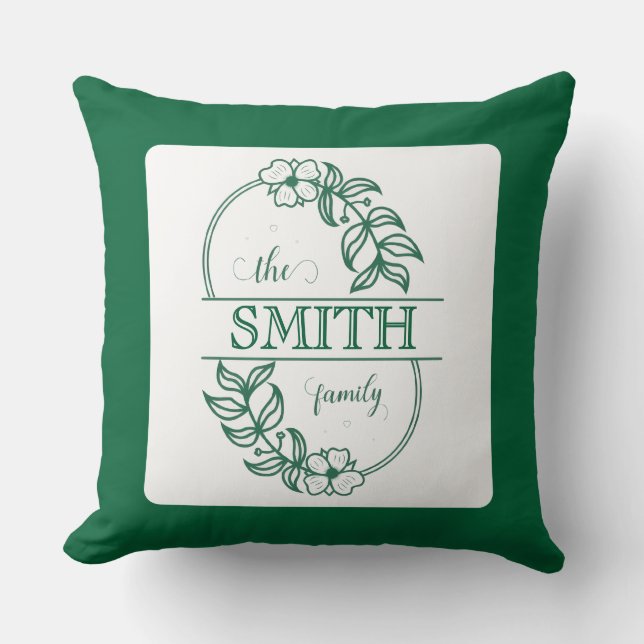 Coussin  Personalized Modern Floral Family Name Monogram (Recto)